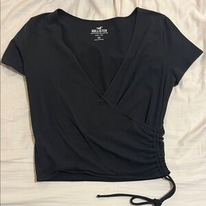 Hollister Black Short Sleeve Wrap Tee